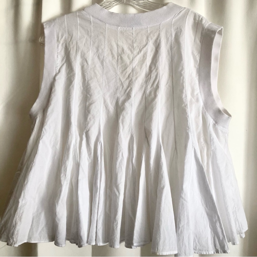 Anthropologie Ashish N Soni White Baby Doll Swing Top Poplin v neck cropped  1X - Picture 8 of 11